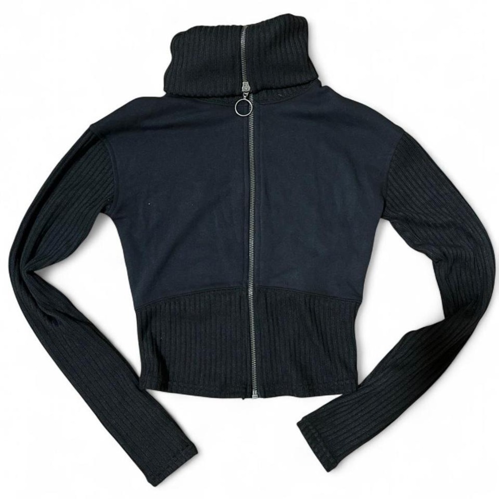 Black BDG Zip up Ribbed Sweater